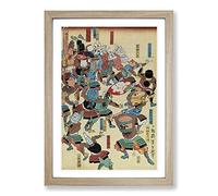 A Riot of Samurai by Tsukioka Yoshitoshi Framed Print | A2 Oak Framed Wall Art | Ready to Hang | Modern Nature Picture | Living Room Bedroom Lounge Office