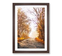 A Road Through The Woods in Abstract Framed Print | A2 Walnut Framed Wall Art | Ready to Hang | Abstract Landscape Picture | Living Room Bedroom Lounge Office