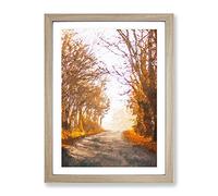 A Road Through The Woods In Abstract Modern Framed Print | A4 Oak Framed Wall Art | Ready to Hang | Abstract Landscape Picture | Living Room Bedroom Lounge Office