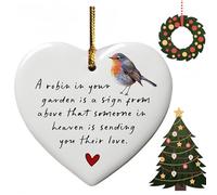 A Robin in Garden Heart Ornament,Robin Memorial Gift,R/obin Sympathy Gift,Bereavement for Loss Ornament,Garden Wall Ornaments Outdoor,R/obin O/rnaments,Grave O/rnaments,Mum Grave Or/naments