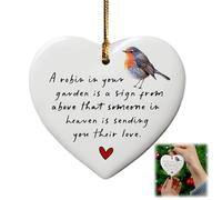 A Robin in Garden Heart Ornament,Robin Memorial Gifts Hearted,Robin Sympathy Gift,Bereavement for Loss Lo Ornaments Ornament,Robin Christmas Decorations,Robin Ornaments,Garden Ornaments,Robin Gifts