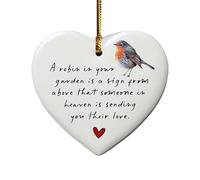 A Robin In Garden Heart Ornament,Robins Appear When Loved Ones are Near,Bereavement Ornament,Bereavement For Loss Lo Ornaments,Robin Hanging Ornament,Robin Sympathy Gift,Memorial Keepsake Gift