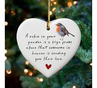 A Robin in The Garden Acrylic Heart, Robins Appear When Loved Ones are Near, Sympathy Gift, Memorial Quote Gift Keepsake, Robins Memorial Gift, Christmas Tree Heart Hanging Ornament (style A)