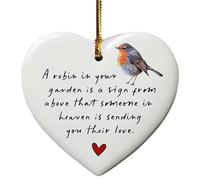A Robin in The Garden Acrylic Heart Sympathy Gift, Robins Appear When Loved Ones are Near Bereavement Gift, Because Someone We Love Is in Heaven Bereavement Ornament (Style A)