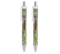 A Roe Deer in Wildflower Field Ballpoint Pens 0.5mm Fine Black Ink Retractable Writing Rollerball Pen for Home Office