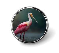 A Roseate Spoonbill Round Badge Pin Metal Memorial Brooch Button Lapel Pins for Backpack Wedding
