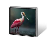 A Roseate Spoonbill Square Badge Pin Metal Memorial Brooch Button Lapel Pins for Backpack Wedding