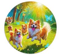 A Running Puppy 1000 Piece Round Puzzle For Adults And Kids Pet Dog Jigsaw Puzzles Creative Unique Challenge Games Stress Reliever Difficult Challenge 1000pcs (67.5x67.5cm)