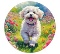 A Running Puppy 1000 Piece Round Puzzle For Adults And Kids Pet Dog Puzzles Creative Unique Challenge Games Stress Reliever Difficult Challenge 1000pcs (67.5x67.5cm)