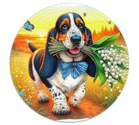 A Running Puppy 1000 Piece Round Puzzle For Adults And Kids Pet Dog Puzzles Creative Unique Challenge Games Impossible Hard Difficult Challenging Puzzles 1000pcs (67.5x67.5cm)