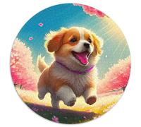 A Running Puppy 1000 Piece Round Puzzles for Adults Kids 14+ Pet Dog Jigsaw Puzzle Creative Unique Challenge Games Family Game 1000pcs (67.5x67.5cm)
