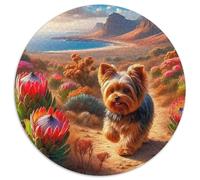 A Running Puppy 1000 Piece Round Puzzles for Adults Kids 14+ Pet Dog Puzzles Creative Unique Challenge Games Stress Reliever Difficult Challenge 1000pcs (67.5x67.5cm)