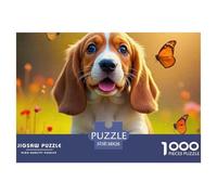 A Running Puppy 1000 Pieces for Adults Jigsaw Puzzles Educational Games Pet Dog Challenging Puzzles Gifts for Men38x26cm/1000pcs