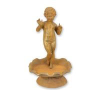 A rusty cast iron putto bird bath replica retro design decoration