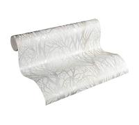 TREE BRANCHES WALLPAPER WHITE & SILVER - AS CREATION 30094-1 EMBOSSED