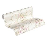 As Creation Bricoflor Non-Woven Wallpaper, Floral Wallpaper, Country In Beige, Cream, Green, Pink - 10,05 X 0,53 M