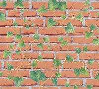 A.S. Creation 31942-2 Best of Wood and Stone Ivy Brick Design Wallpaper, Terracotta/Green/Grey