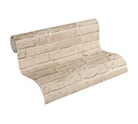 A.S. Creation 35581-2 Best of Wood and Stone Realistic Brick Design Wallpaper, Beige