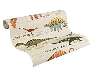 A.S. Creation 93633-1 Kids Dinosaur Wallpaper - Cream/Green/Orange