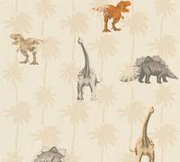 A.S. Creation A.s. Création Dinosaur Beige Wallpaper - Animals Children's Room Wallpaper - Made In Germany 393451