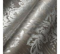 A.S. Création Architects Paper 306574 30657-4 Textile Wallpaper Metallic Silk with Flowers 10.05 m x 0.53 m Brown Metallic Made in Germany