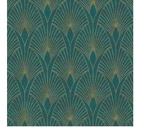 Art Deco Wallpaper 50's Glam New Walls A.S. Création Non-Woven Wallpaper 10.05 m x 0.53 m Blue Gold Green Made in Germany 374275 37427-5