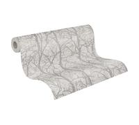 A.S. Création Attractive 3 Non-Woven Wallpaper - Floral & Graphic Pattern, Natural Colours, Textured Surface, Nature, Trees, 10.05 m x 0.53 m, Beige/Grey - 791912