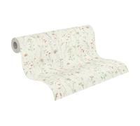 A.S. Création Attractive 3 Non-Woven Wallpaper - Floral & Graphic Pattern, Natural Colours, Textured Surface, Floral Wallpaper, Flowers, 10.05 m x 0.53 m, Cream/Green - 791951