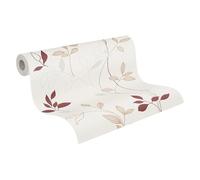 Non-woven wallpaper floral leaves tendrils cream beige red 2497-39 (3,56£/1qm)