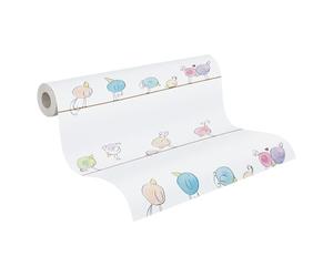 A.S. Création Bird Wallpaper Little Love Non-Woven Wallpaper 10.05 m x 0.53 m Multicolored White Blue Made in Germany 381371 38137-1