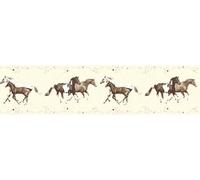 A.S. Création Border for Children's Room 5.00 m x 0.13 m, Beige, Brown, Border with Horses - 375381