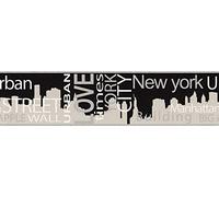 A.S. Création Border Only Borders New York City 5.00 m x 13 cm Grey Metallic Black Made in Germany 935671 93567-1
