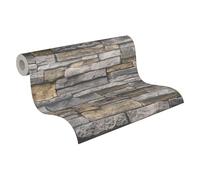Galerie Bricks and More Stacked Stones Wallpaper Galerie Wallcoverings Mid Grey 10050mm x 530mm