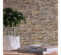 A.S. Création Bricks & Stones 388151 Non-Woven Wallpaper Natural Stone Wallpaper 10.05 m x 0.53 m Made in Germany Beige Yellow