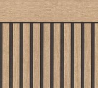 A.S. Création Brown Wood Imitation Wallpaper, Black 399564 - Non-Woven Wallpaper Acoustic Panels - Scandinavian Baseboard Look - 5.00m x 1.06m - Made in Germany