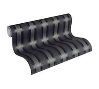 A.S. Creation Bude Glitter Stripe Wallpaper 36167-3 Black/Silver