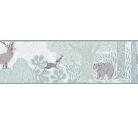 A.S. Création Children's Room Wallpaper Lilly & Luis Durable Non-Woven Wallpaper with Forest Animals Design - 5,00 m x 0,17 m - Green, White, Brown - Made in Germany - 771751