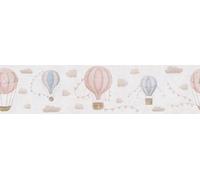 A.S. Création Children's Room Wallpaper Lilly & Luis Heavy-Duty Non-Woven Wallpaper with Cloud Effect Border, 5,00 m x 0,13 m, Cream, Beige, Pink, Blue, Made in Germany, 771351
