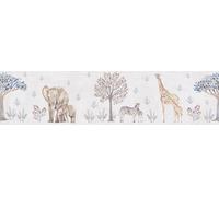 A.S. Création Children's Room Wallpaper Lilly & Luis Solid Non-Woven Wallpaper with Animal Design, 5,00 m x 0,13 m, Beige, Grey, Black, Made in Germany, 771771.