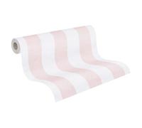 A.S. Création Children's Room Wallpaper Lilly & Luis Solid Non-Woven Wallpaper with Stripes Design, 10,05 m x 0,53 m, Cream, Pink, Made in Germany, 770782.