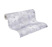 A.S. Création Children's Room Wallpaper Lilly & Luis Solid Non-Woven Wallpaper with Unicorn Design, 10,05 m x 0,53 m, Grey, Pink, White, Made in Germany, 771381.