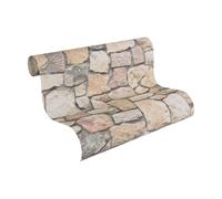 A.S. Creation Dekora Natur Patterned Wallpaper in Natural Stone Look 1, bunt, creme, grau, 10.05 x 0.53 m