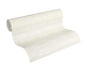 A.S. Création Designer Wallpaper Elements Non-Woven Wallpaper 10.05 m x 0.53 m White Silver Made in Germany 907851 9078-51