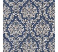 A.S. Creation Floral Damask Baroque Non Woven Textured Wallpaper in Navy A.S. Creation Navy