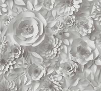 A.S. Création Flower Wallpaper 3D Self-Adhesive Wallpaper 3D Look Grey White Wallpaper Self-Adhesive Floral Grey 0.52 x 2.5 m Made in Germany
