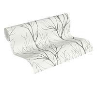 A.S. Création Forest Wallpaper Blooming Non-Woven Wallpaper 10.05 m x 0.53 m Grey White Black Made in Germany by Livingwalls 372604 37260-4