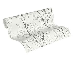 A.S. Création Forest Wallpaper Blooming Non-Woven Wallpaper 10.05 m x 0.53 m Grey White Black Made in Germany by Livingwalls 372604 37260-4