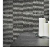 A.S. Creation Geometric Diamond Tiles Metallic Geo Grey Black Wallpaper A.S. Creation Grey