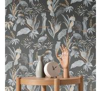 A.S. Création House of Turnowsky 388983 Bird Wallpaper Jungle Wallpaper Non-Woven Wallpaper 10.05 m x 0.53 m Made in Germany Black Grey