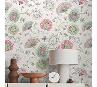 A.S. Creation House of Turnowsky 388991 Wallpaper Floral White Colourful - Non-Woven Wallpaper Country House Style - 10.05 m x 0.53 m - Made in Germany